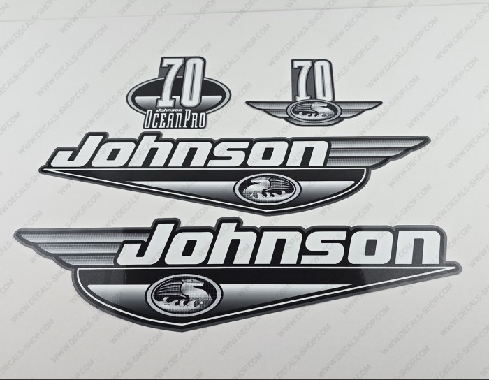 Johnson 70HP Ocean Pro 2000 Gray Outboard Decal Kit